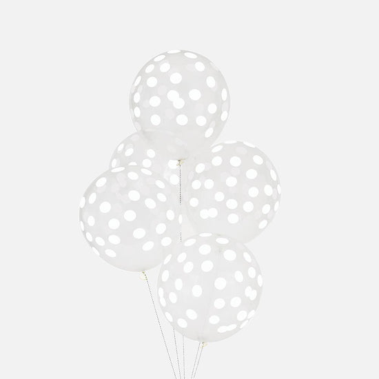 Ballons transparents confettis blancs My Little Day pour déco mariage et fetes.
