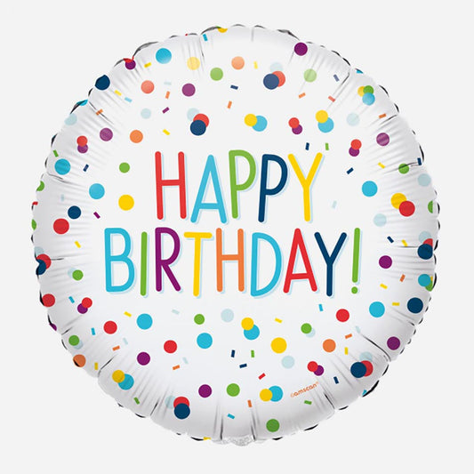 Idea de decoración de cumpleaños infantil: globo de confeti de feliz cumpleaños