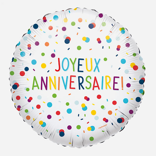 Ballon confettis Joyeux Anniversaire pour deco anniversaire enfant