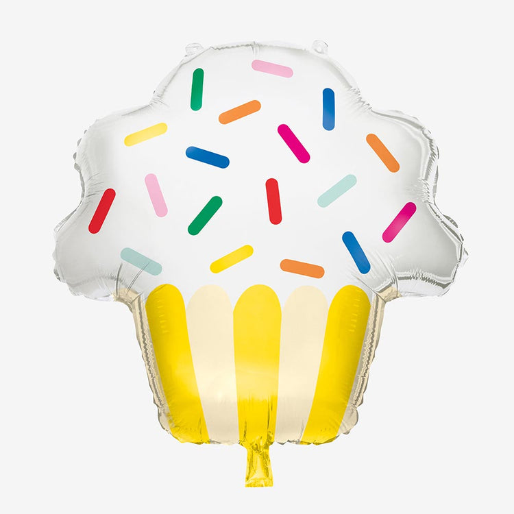 Ballon cupcake confettis multicolores pour anniversaire 