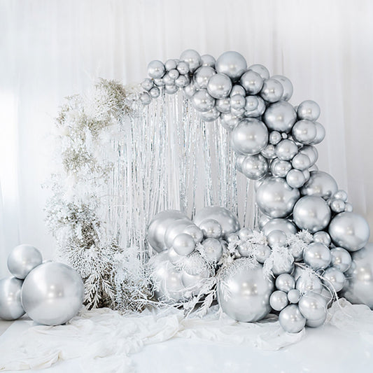 Arco di palloncini d'argento: decorazione di nozze, decorazione di Capodanno