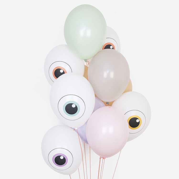 Bunch of eye and pastel balloons: Halloween decoration, wizard birthday decoration