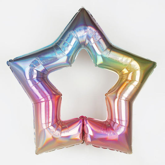Pastel rainbow star balloon for astro birthday decoration, princess birthday