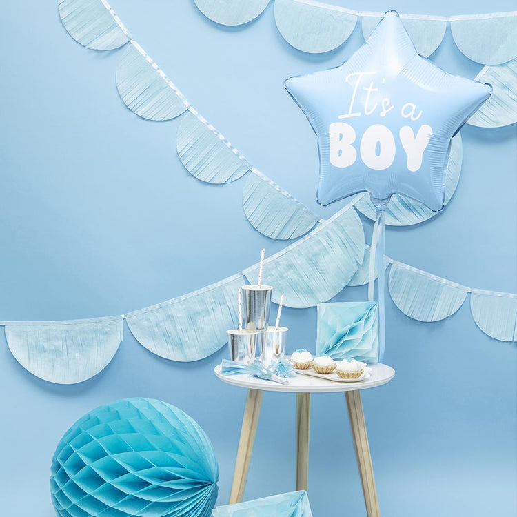 Baby shower garçon : ballon étoile it's a boy bleu pour gender reveal