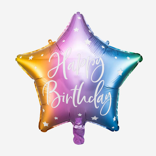 Ballon étoile pastel happy birthday pour deco aniversaire