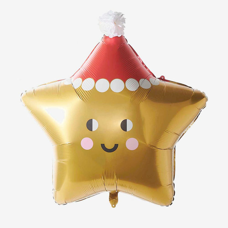 Ballon mylar en forme d'etoile pour decoration de noel originale