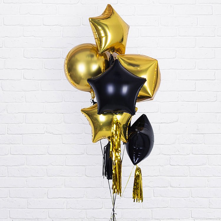 Manojo de globos negros y dorados para decoración de cumpleaños, decoración de Año Nuevo