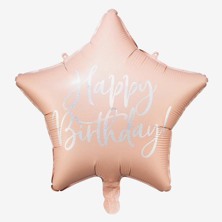Ballon étoile rose happy birthday : déco anniversaire princesse