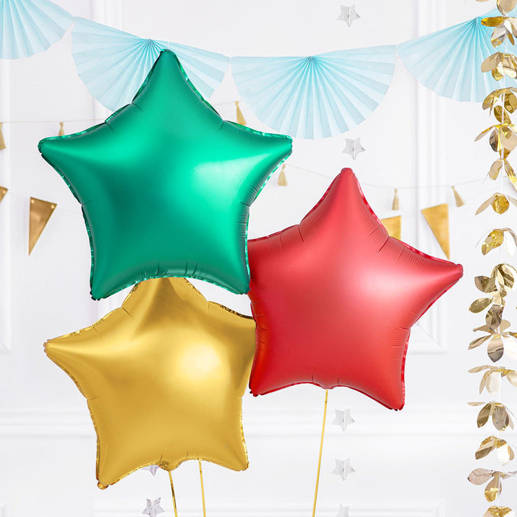 Decoration anniversaire: ballons étoile multicolores mat