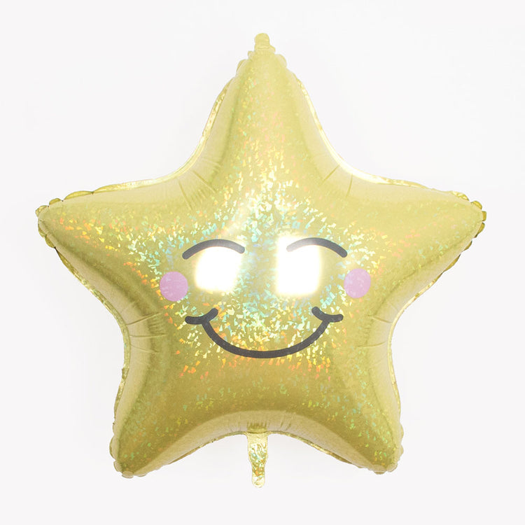 Ballon hélium étoile visage pour anniversaire enfant