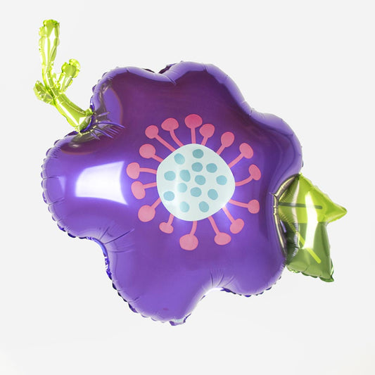 Globo de helio de flor morada para decoración de cumpleaños de niña