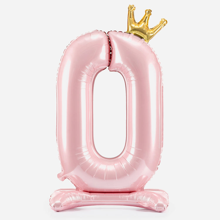 Décoration d'anniversaire : ballon géant rose clair avec chiffre 0