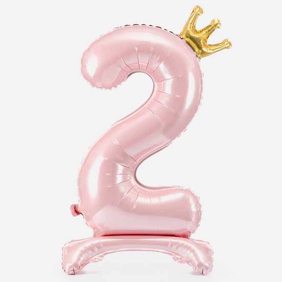 Fete d'anniversaire : ballon mylar geant rose clair chiffre 2