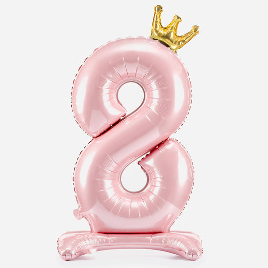 Ballon helium géant rose clair chiffre 8 pour anniversaire 8 ans