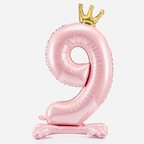 Anniversaire fille : ballon rose chiffre 9 parfait pour un anniversaire 9 ans