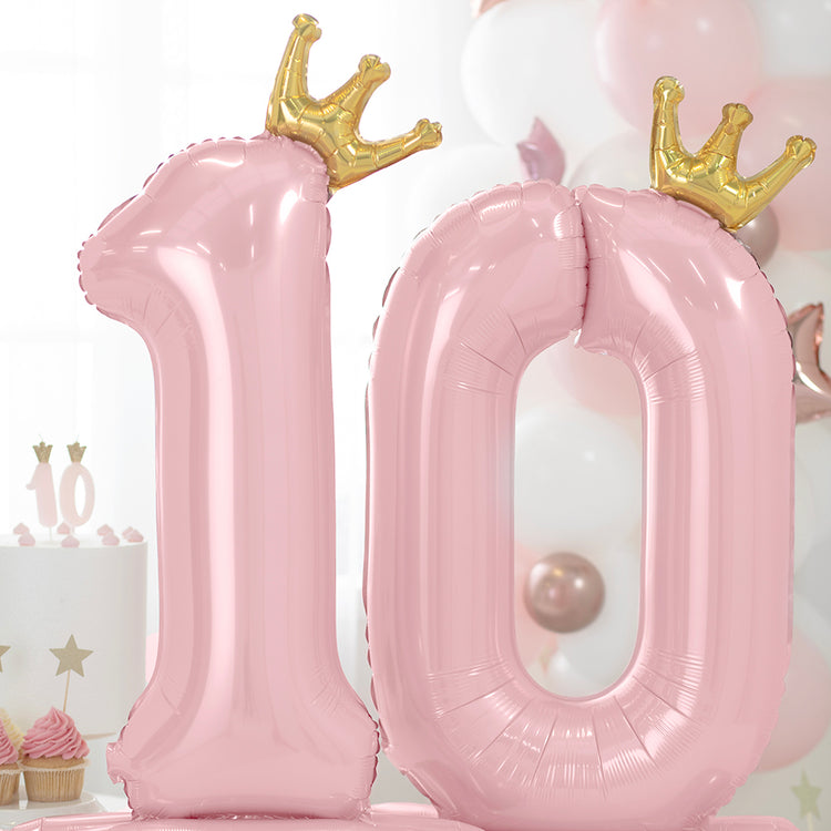 Ballon rose clair avec le chiffre 10 pour anniversaire princesse