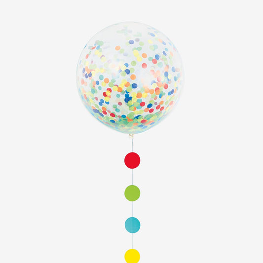 Globo gigante de confeti multicolor: decoración de cumpleaños infantil