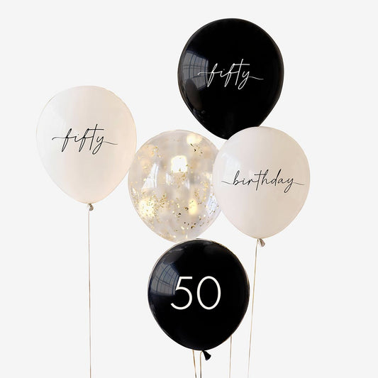 5 ballons de baudruche pour decoration anniversaire 50 ans chic