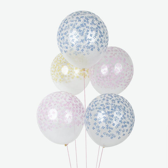 Ballon de baudruche pastel motifs fleurs pour deco anniversaire fleurs