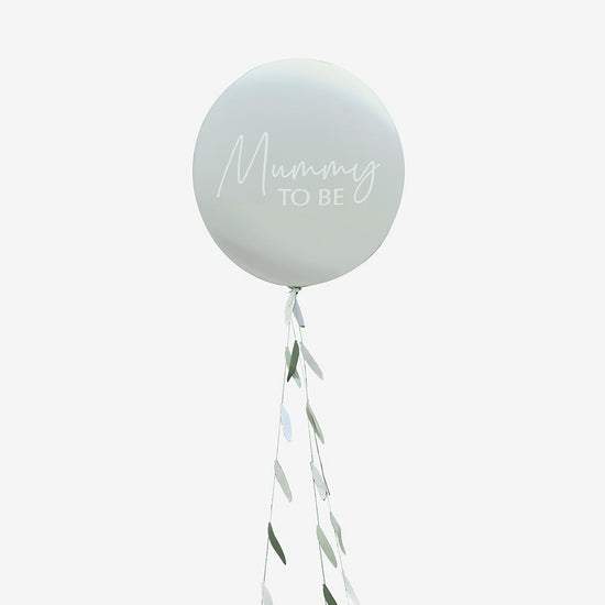Ballon de baudruche Mom to be sauge pour decoration baby shower mixte