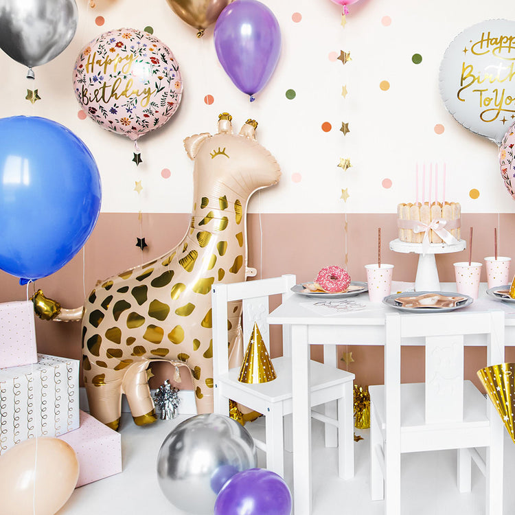 Vaisselle jetable sur le theme Animal sauvage rose avec tour a ballons  animaux pour decorations de fete d'anniversaire de la foret de la Jungle  pour filles