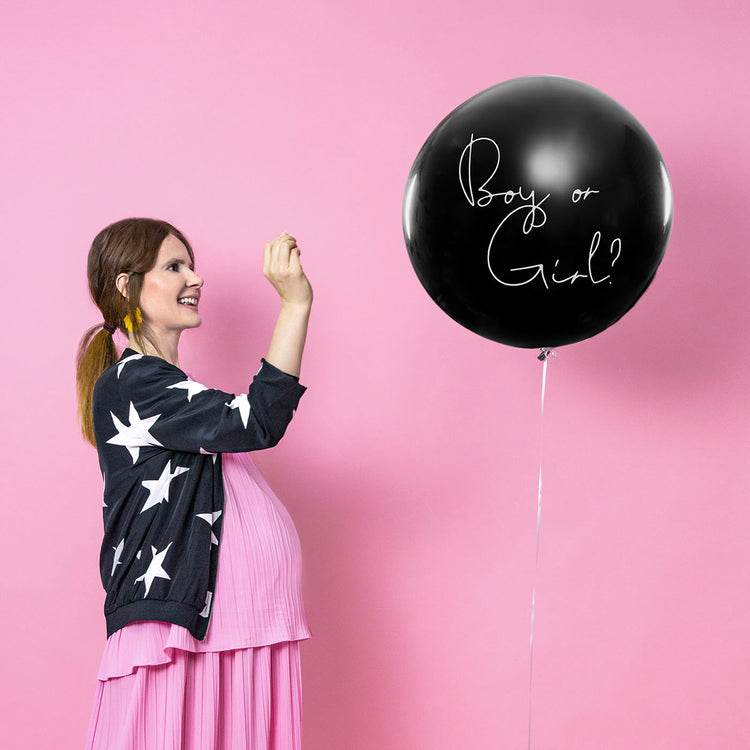 Girl's gender reveal party decoration: 1 kit of giant balloons and confetti