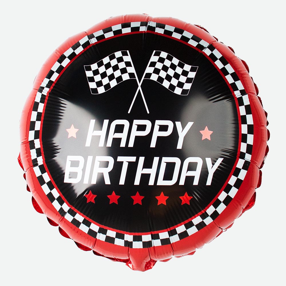 Ballon helium drapeau de course voiture : deco anniversaire garcon