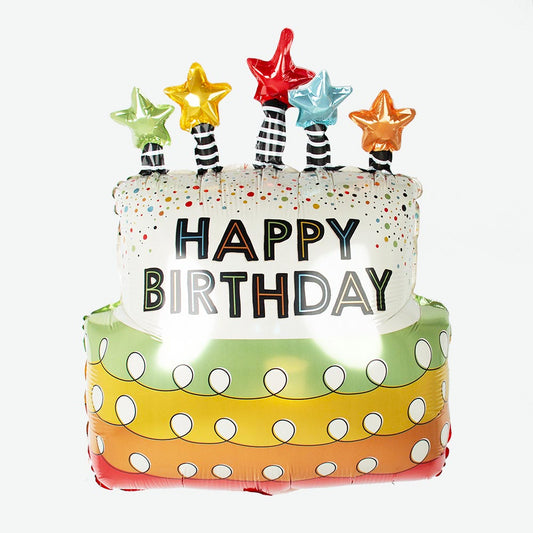 Birthday cake mylar balloon for child's birthday decoration