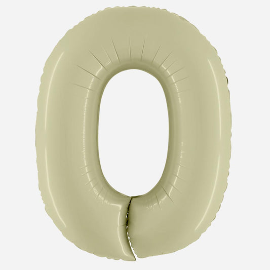 Adult birthday decoration idea: olive green number balloons