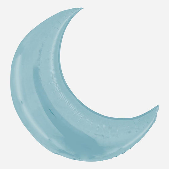 Ballon helium lune bleu pastel pour decoration baby shower garcon