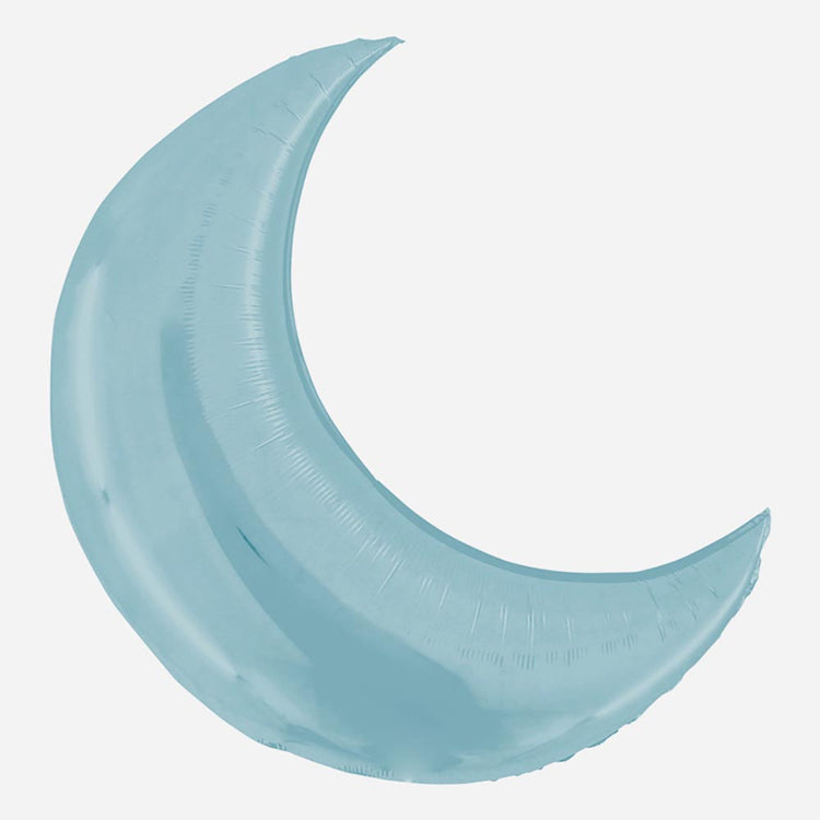 Ballon helium lune bleu pastel pour decoration baby shower garcon
