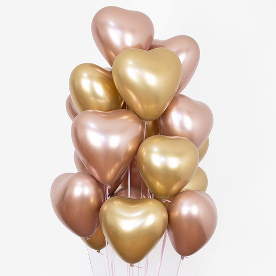 Ballons de baudruche : 1 ballon coeur chromé doré - Déco mariage