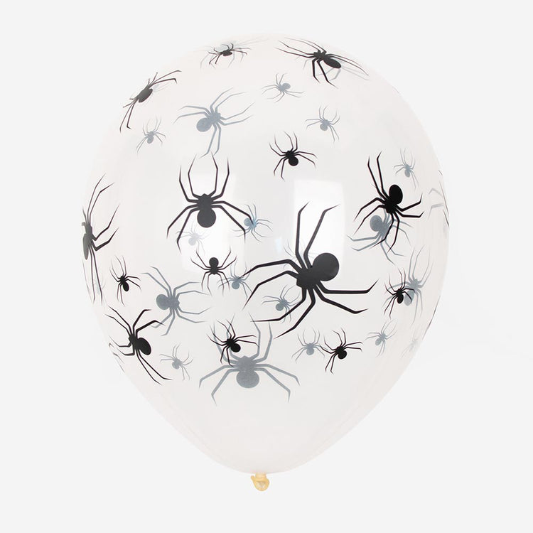 Ballons baudruche araignées transparents pour deco halloween