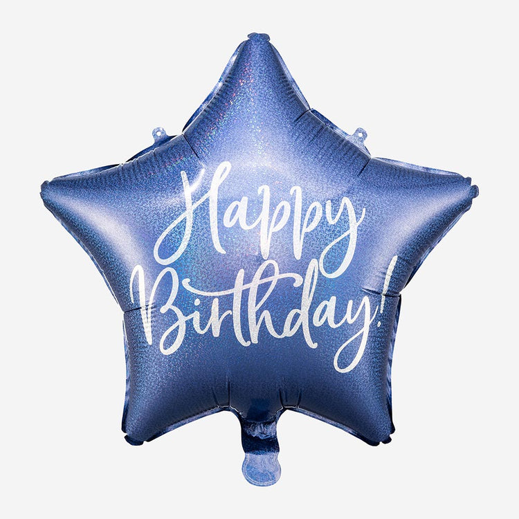 Ballon Licorne Happy Birthday Bleu - Anniversaires 