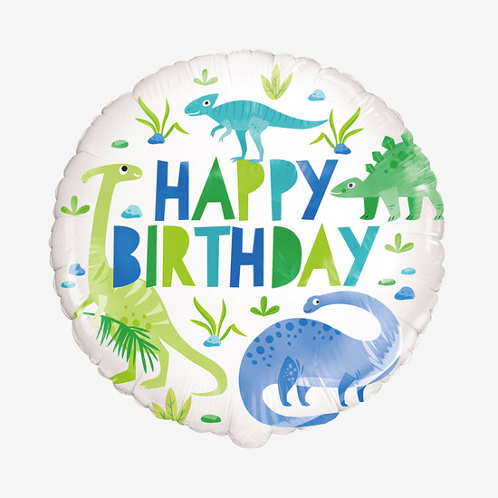 Ballon vert happy birthday thème dinosaure idéal pour un anniversaire 6 ans