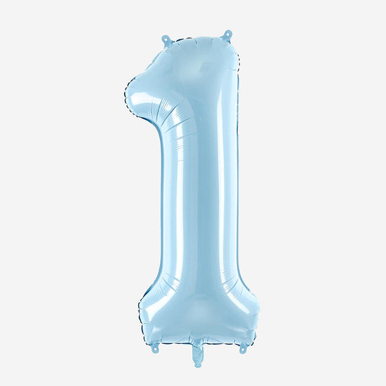 Décoration anniversaire : ballon chiffre bleu pastel géant 1