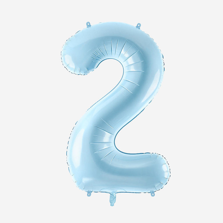 Décoration anniversaire : ballon chiffre bleu pastel géant 2