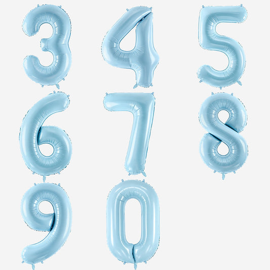 Decoración de cumpleaños: globo gigante con números azul claro