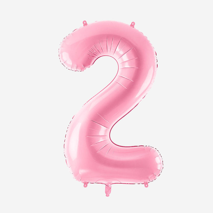 Decoración cumpleaños: globo número 2 gigante rosa pastel