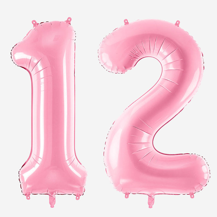 Giant pink number balloon for child's birthday decoration, adult birthday