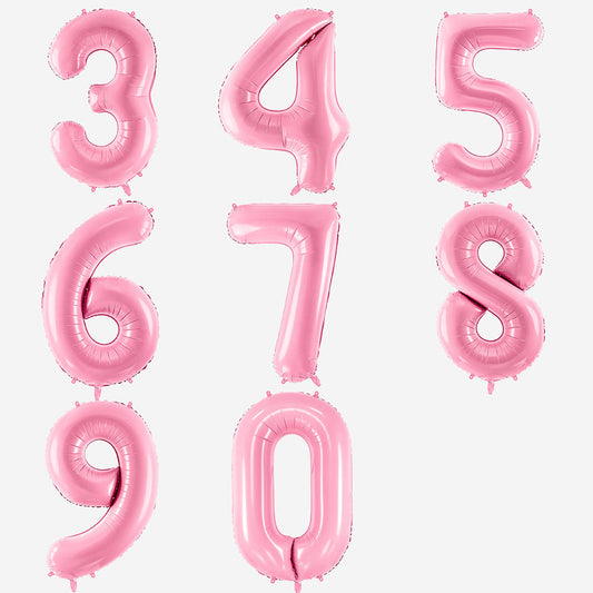 Decorazione di compleanno: palloncino gigante con numero rosa chiaro