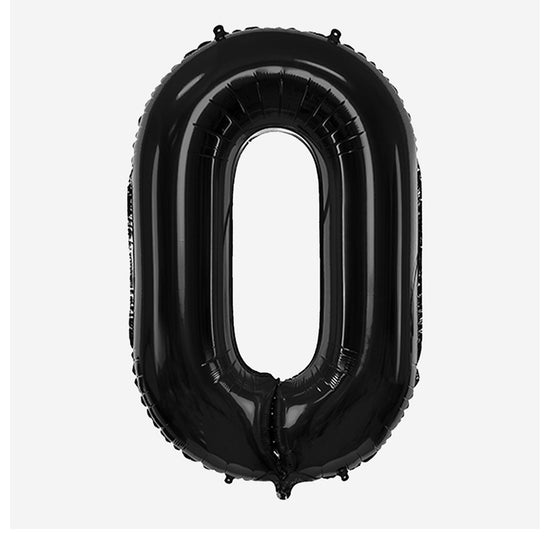 Decoración de cumpleaños: globo gigante negro número 0