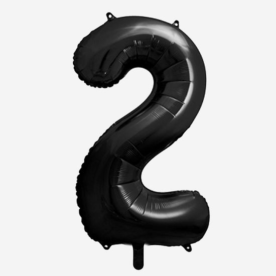 Decoración de cumpleaños: globo gigante negro número 2