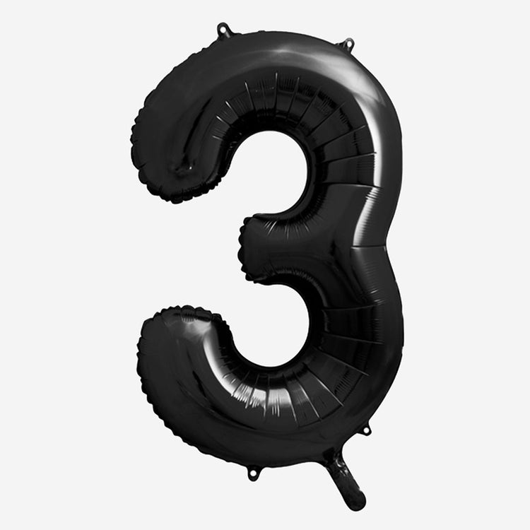Decoración de cumpleaños: globo gigante negro número 3