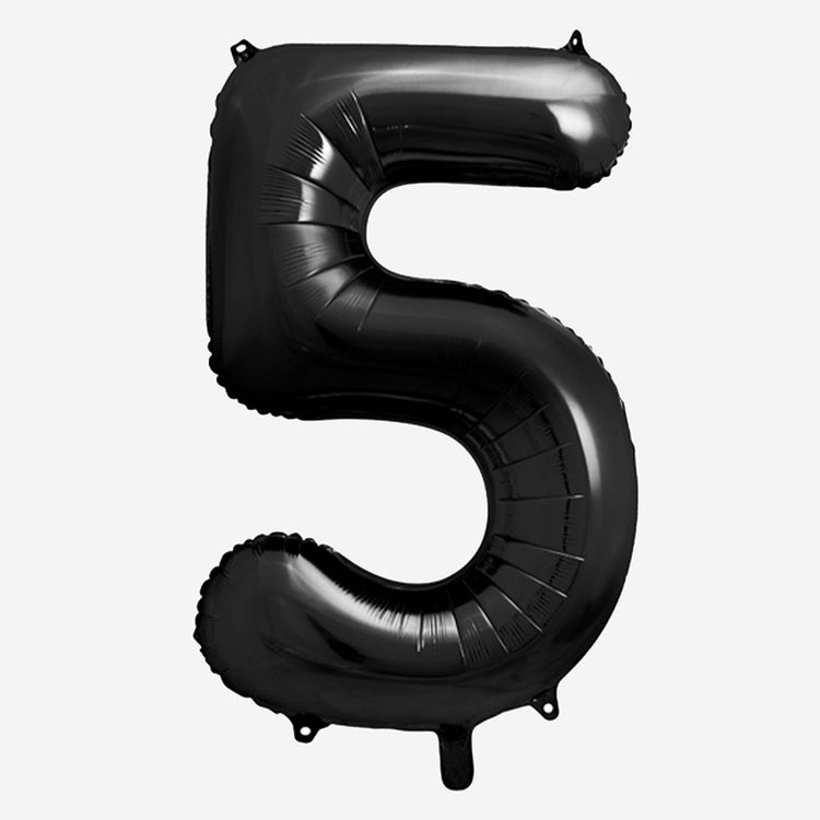 Decoración de cumpleaños: globo gigante negro número 5