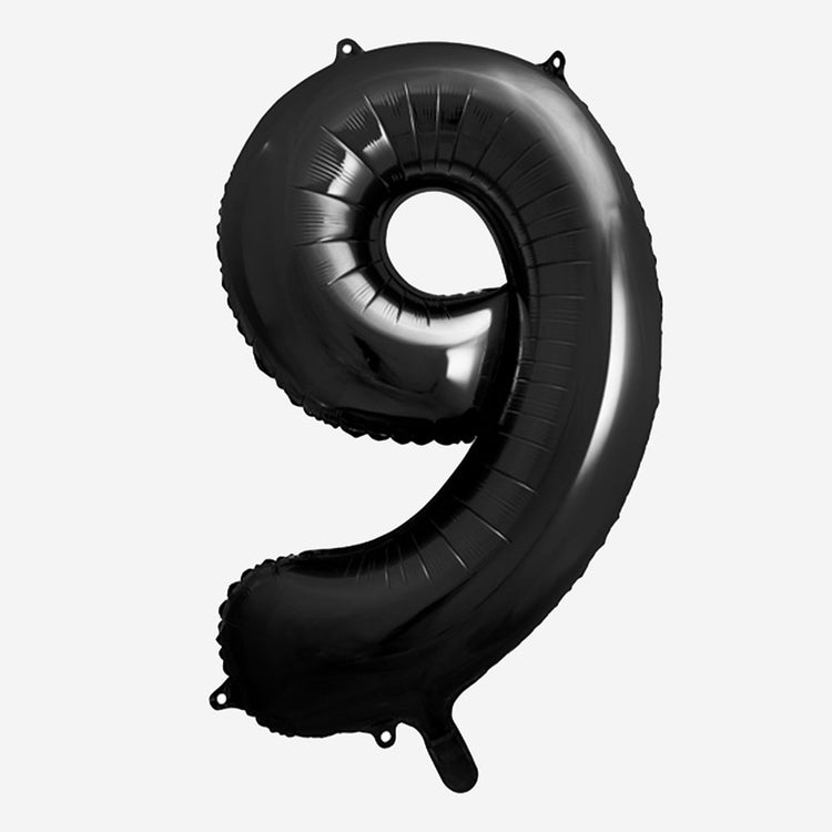 Decoración de cumpleaños: globo gigante negro número 9