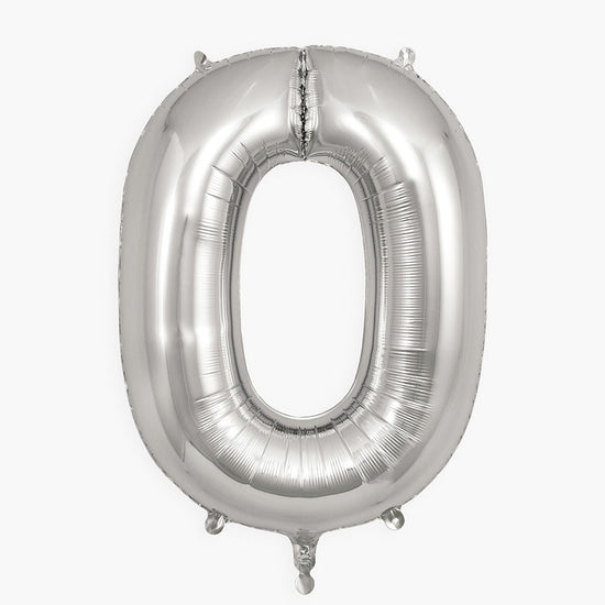 Globo gigante de helio número 0 globo plateado para decoración de fiesta de cumpleaños