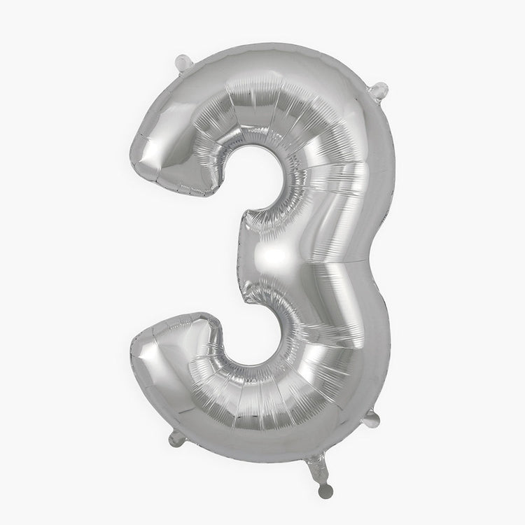 Globo gigante de helio número 3 globo plateado para decoración de fiesta de cumpleaños