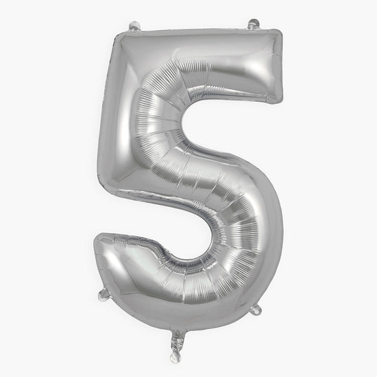 Ballon hélium géant chiffre 5 ballon argenté pour décoration fête anniversaire