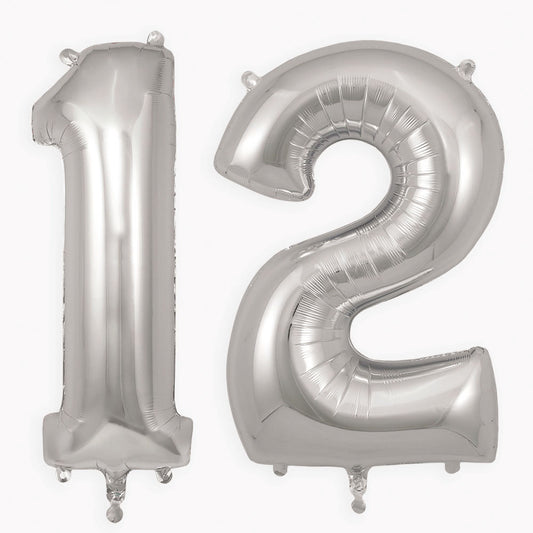 Globo gigante de helio número globo plateado para decoración de fiesta de cumpleaños